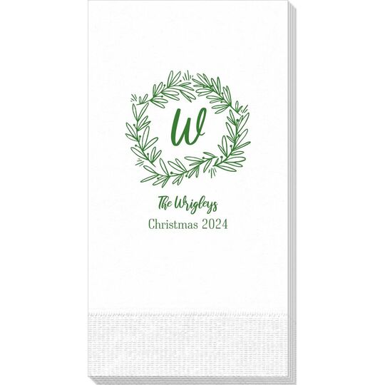 Initial Wreath Guest Towels